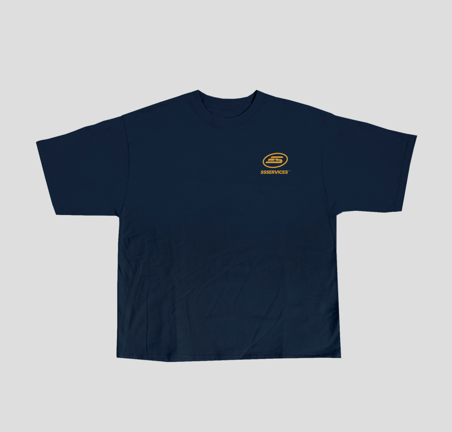 Camiseta Heavy Oversized "SSSERVICES" Azul Marinho