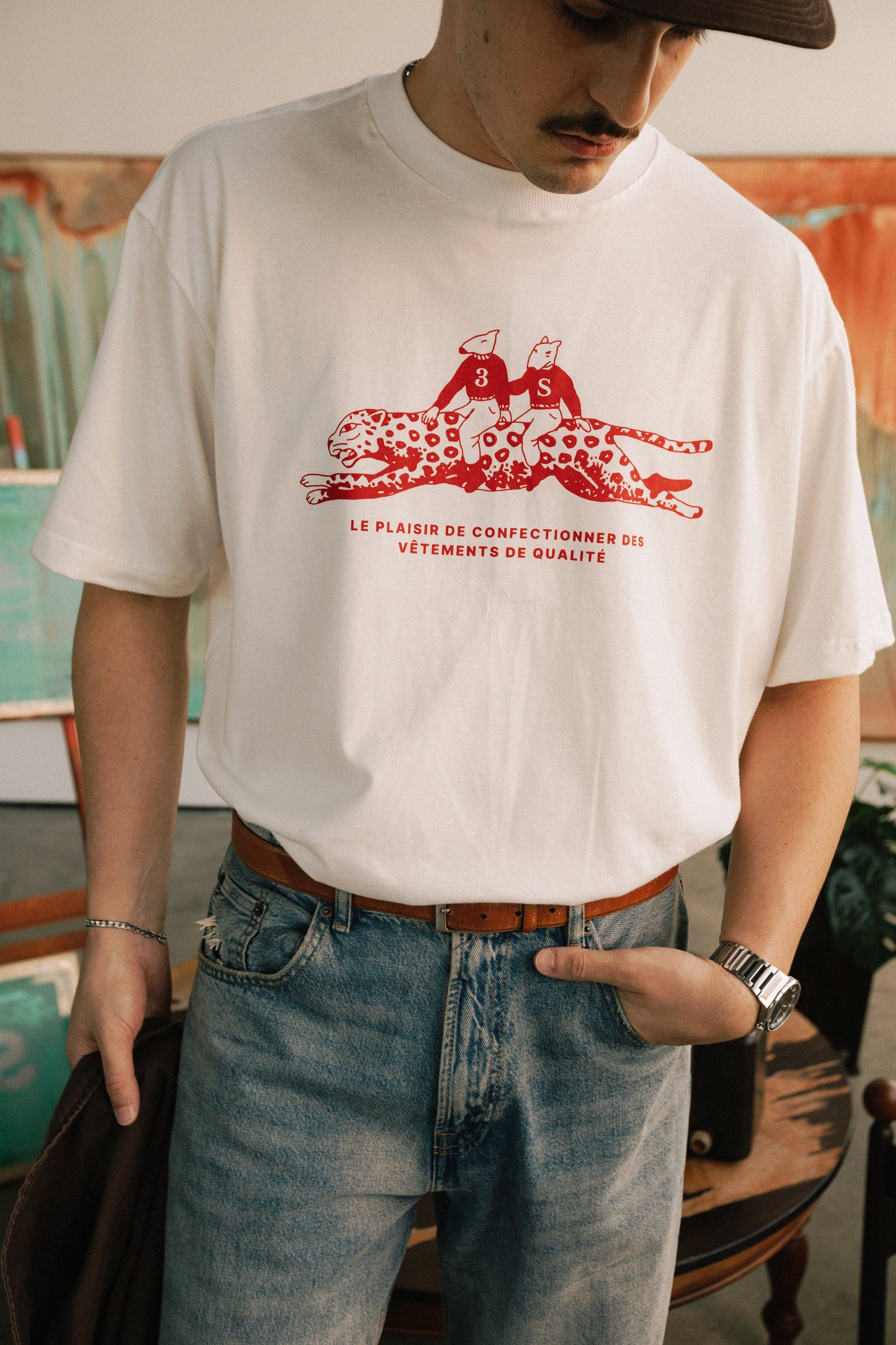 Camisa Boxy "Leopard" Off-white