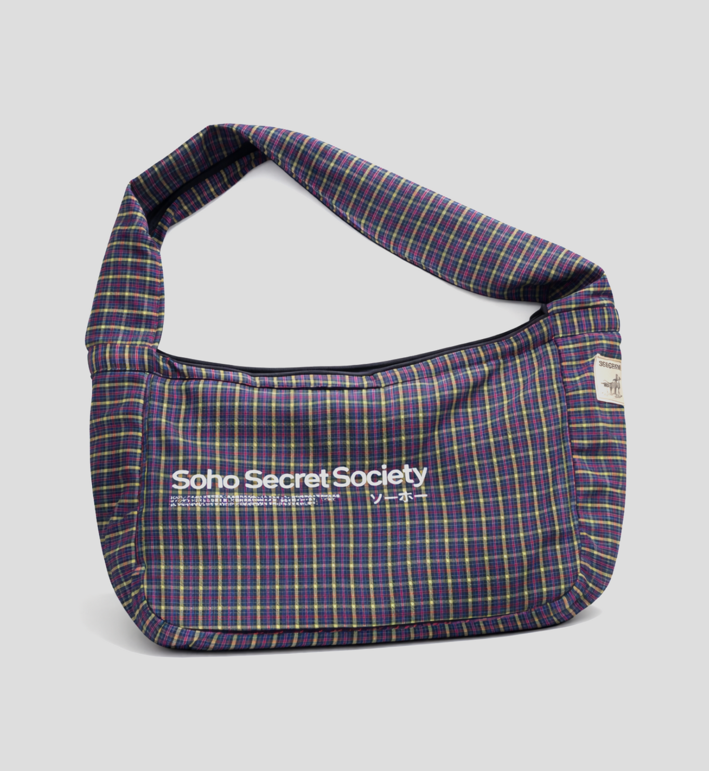 Bolsa Reversível 'Plaid' Preta/Xadrez