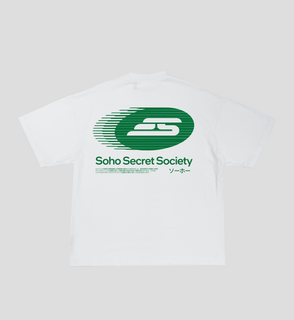Camiseta Boxy 'Soho Logistics' Branca
